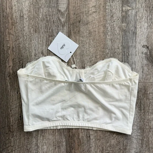 Edikted/Adika Cream Lace Strapless Longline Bustier - Picture 4 of 4